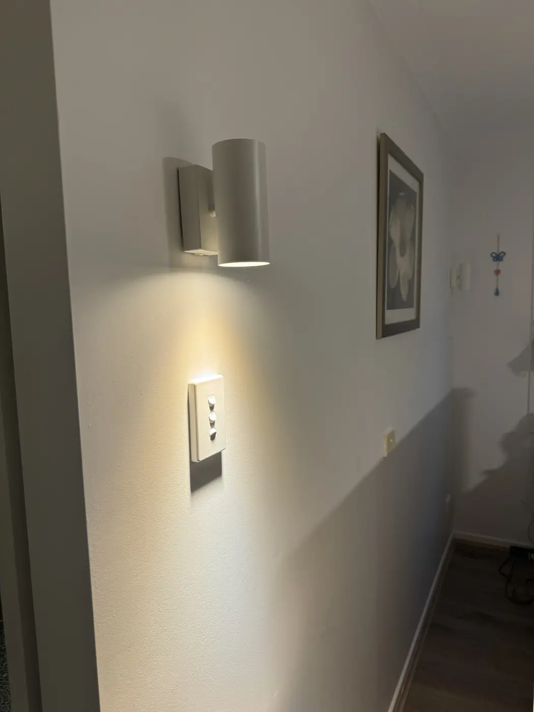Wall light installed in a hallway