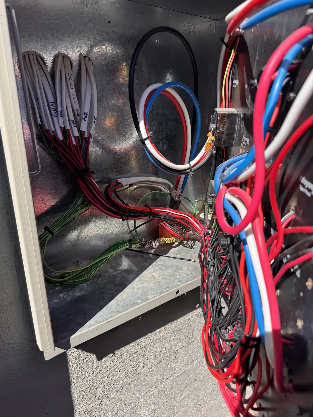 Rewiring behind the board during an upgrade